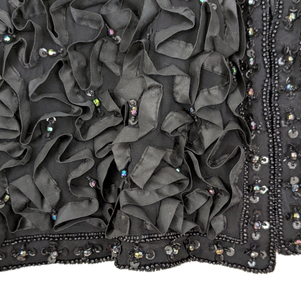 Laurence Kazar Vintage Beaded Embellished Silk Jacket Womens Small Black Formal - Picture 7 of 12